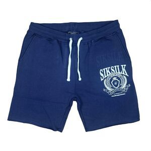 SikSilk Relaxed Jersey Varsity Shorts - Size XL - Navy